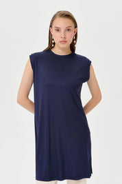 Sleeveless Cotton Undershirt - Navy Blue