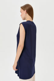 Sleeveless Cotton Undershirt - Navy Blue