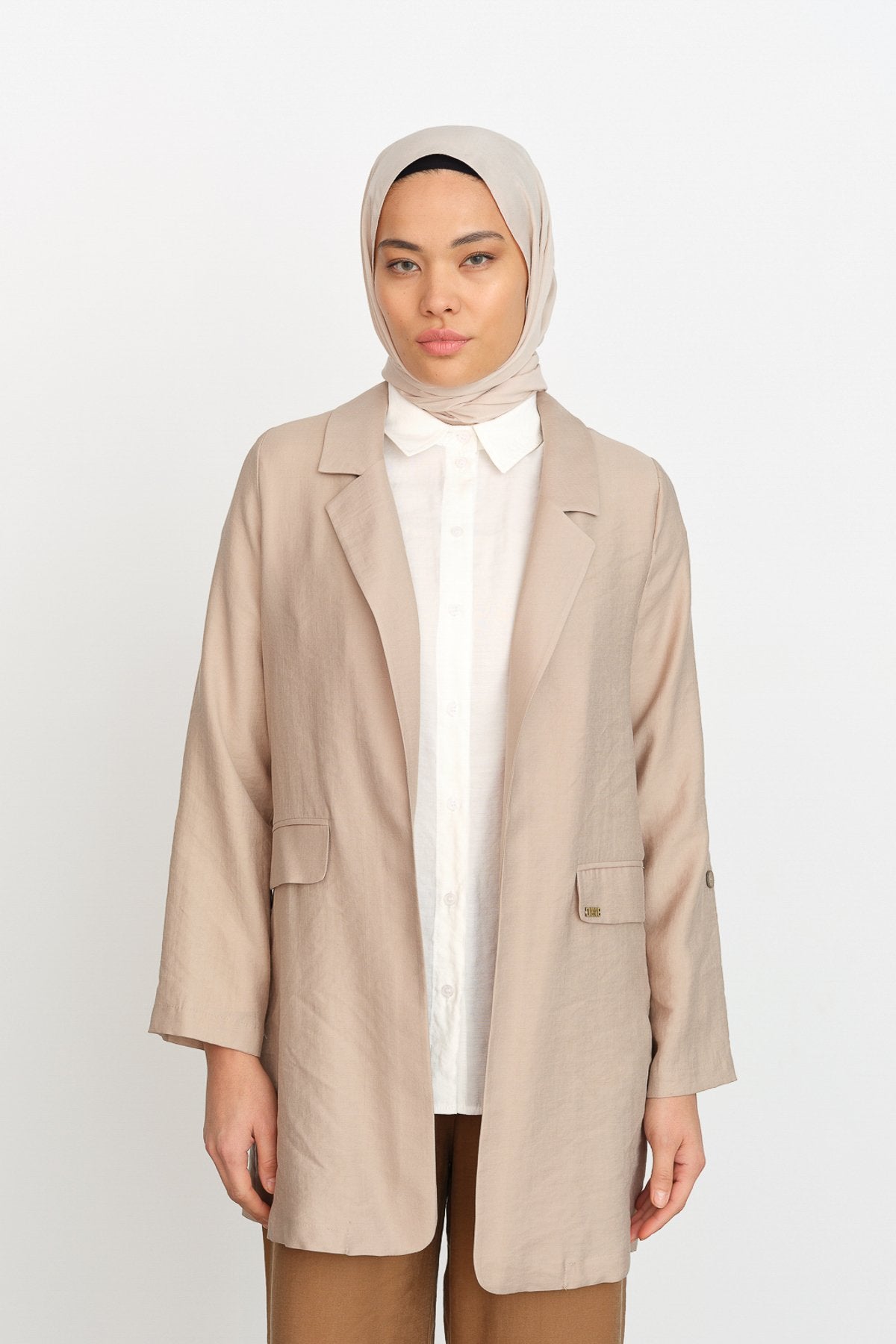 Kolu Ayarlanabilir Tencel Ceket - Kumsal