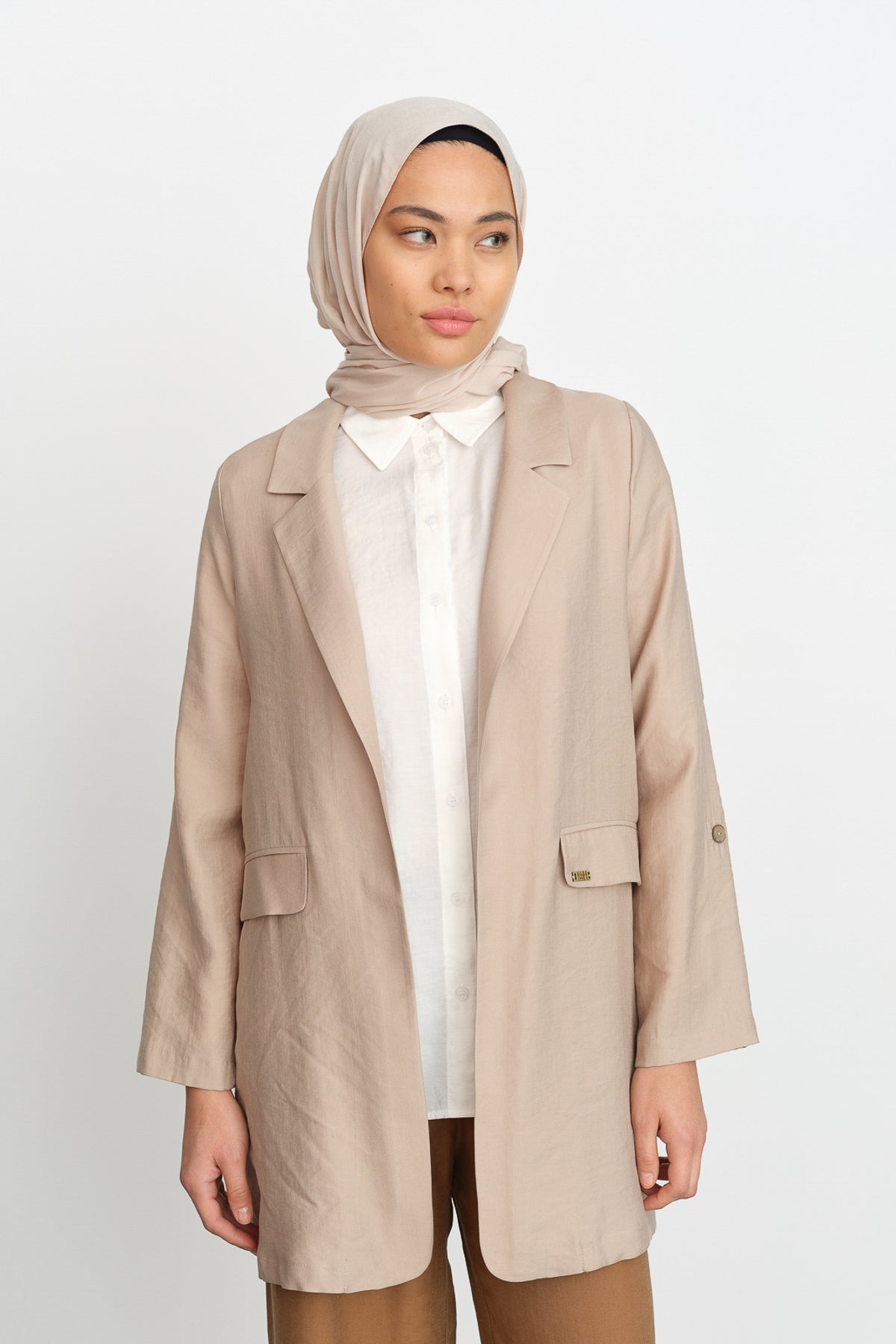 Kolu Ayarlanabilir Tencel Ceket - Kumsal
