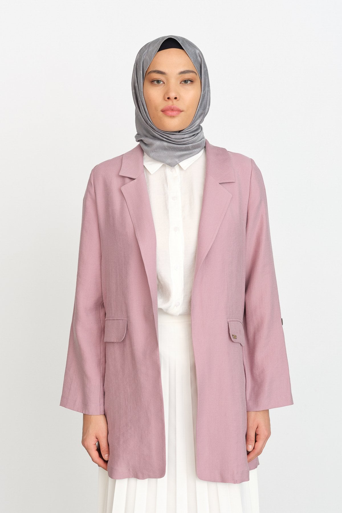 Kolu Ayarlanabilir Tencel Ceket - Lavanta