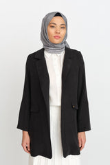 Kolu Ayarlanabilir Tencel Ceket - Siyah
