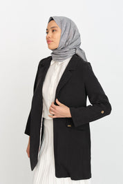 Kolu Ayarlanabilir Tencel Ceket - Siyah