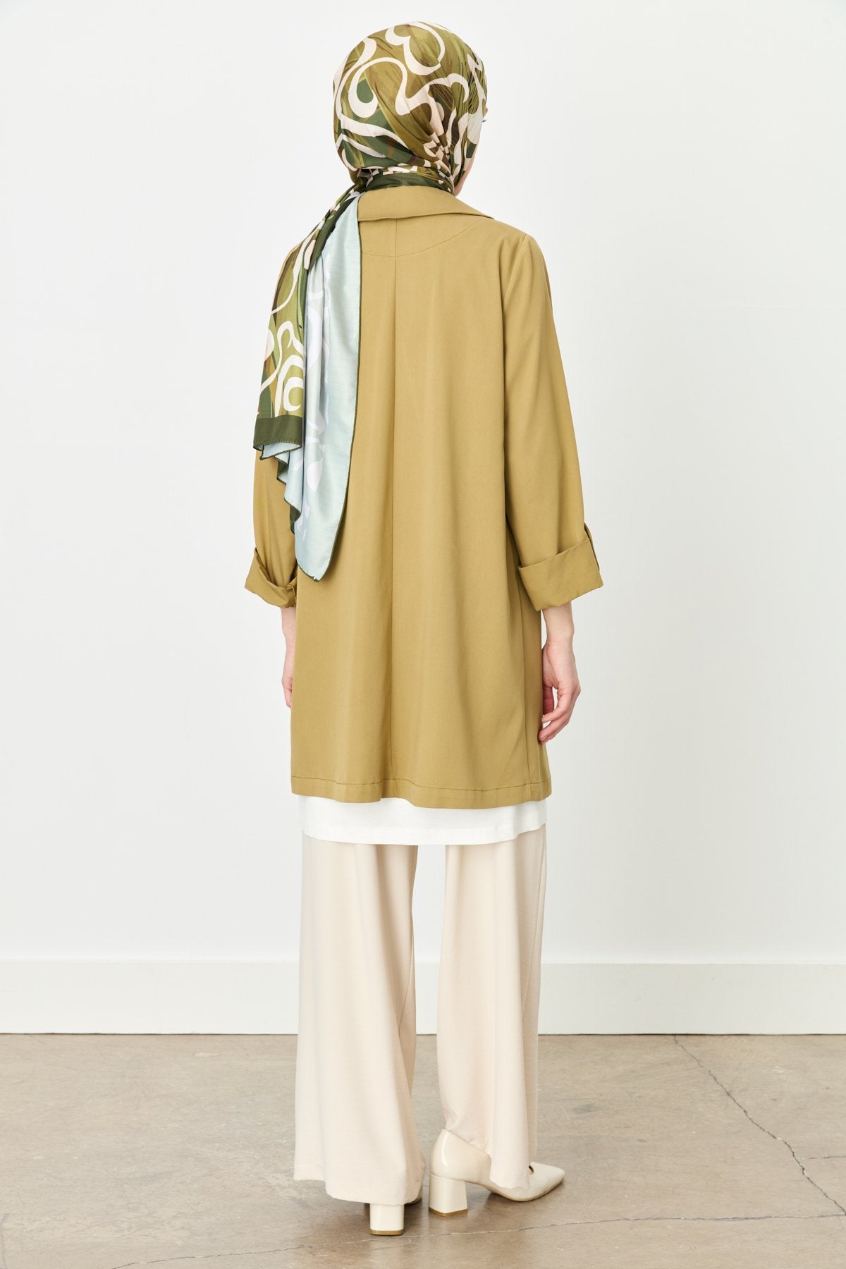 Kolu Katlanılabilir Blazer Viskon Ceket - Olive