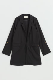 Kolu Katlanılabilir Blazer Viskon Ceket - Siyah