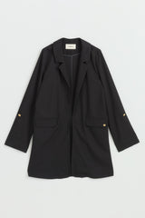 Kolu Katlanılabilir Blazer Viskon Ceket - Siyah