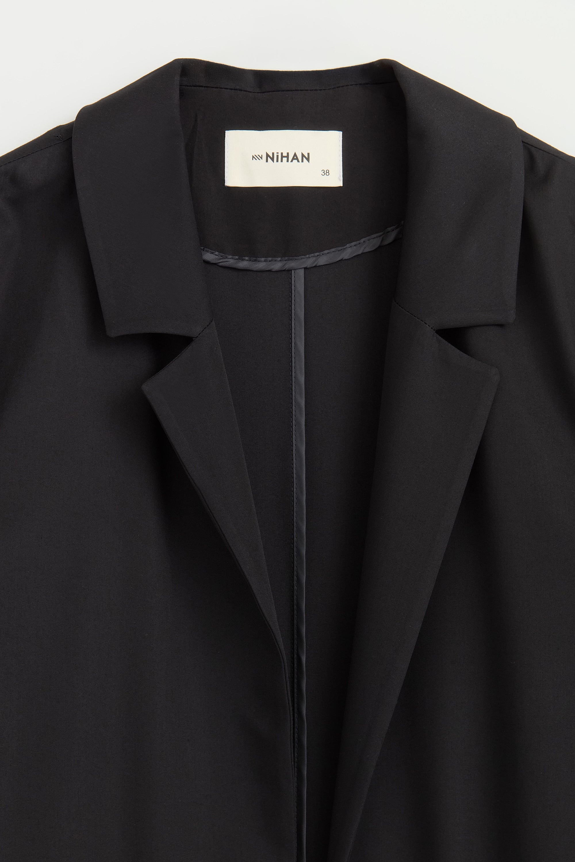 Kolu Katlanılabilir Blazer Viskon Ceket - Siyah