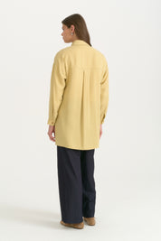 Kontrast Dikiş Detaylı Oversize Lyocell Tunik - Asit