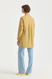 Contrast Stitch Detailed Oversize Lyocell Tunic - Saffron