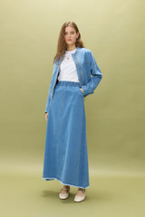 Denim Skirt and Jacket Set - Ice