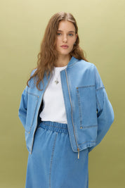 Denim Skirt and Jacket Set - Ice