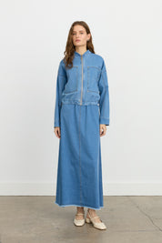 Denim Skirt and Jacket Set - Ice