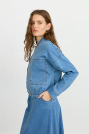 Denim Skirt and Jacket Set - Ice
