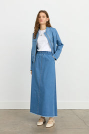 Denim Skirt and Jacket Set - Ice
