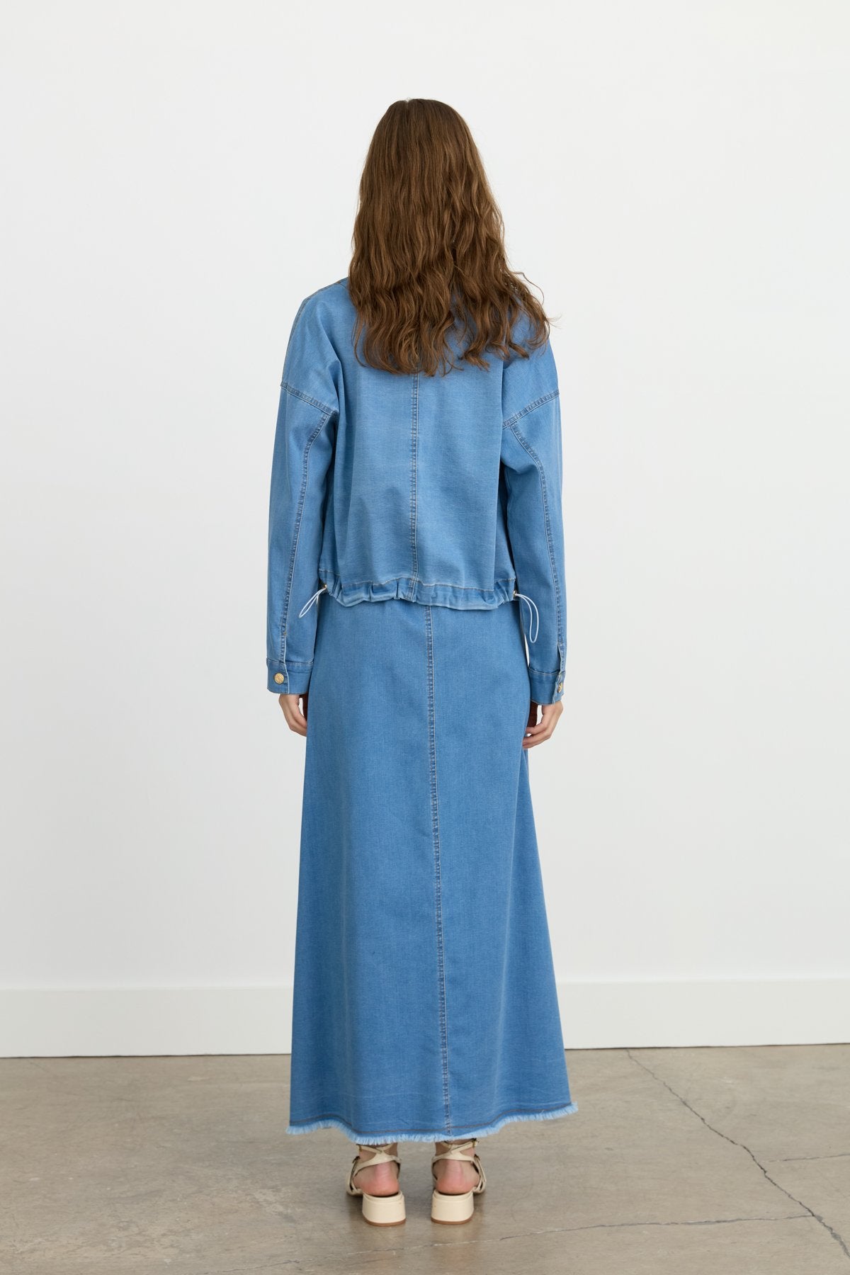 Denim Skirt and Jacket Set - Ice