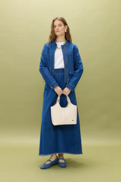 Denim Skirt and Jacket Set - Indigo