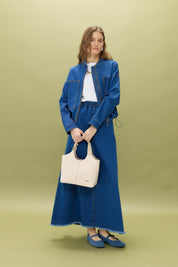 Denim Skirt and Jacket Set - Indigo