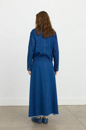 Denim Skirt and Jacket Set - Indigo