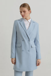 Kruvaze Blazer Basic Ceket - Açık Mavi