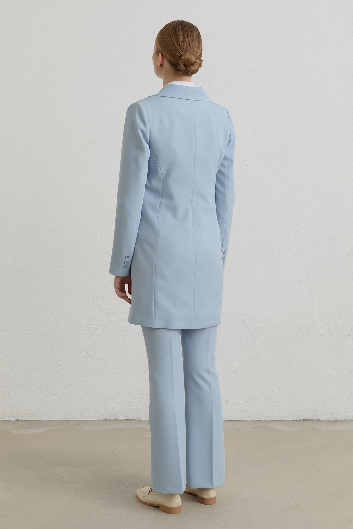 Kruvaze Blazer Basic Ceket - Açık Mavi