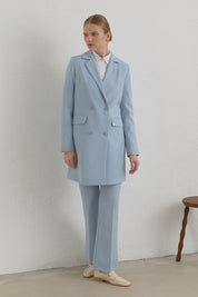 Kruvaze Blazer Ceket - Açık Mavi