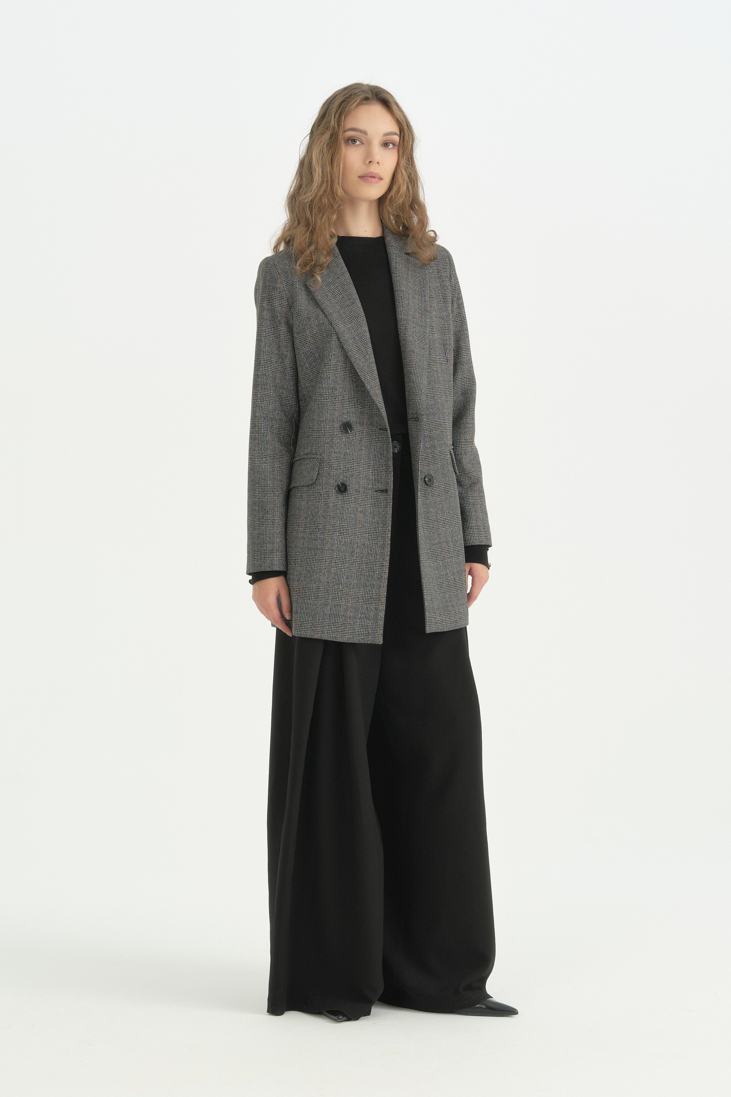 Kruvaze Blazer Ceket - Antrasit