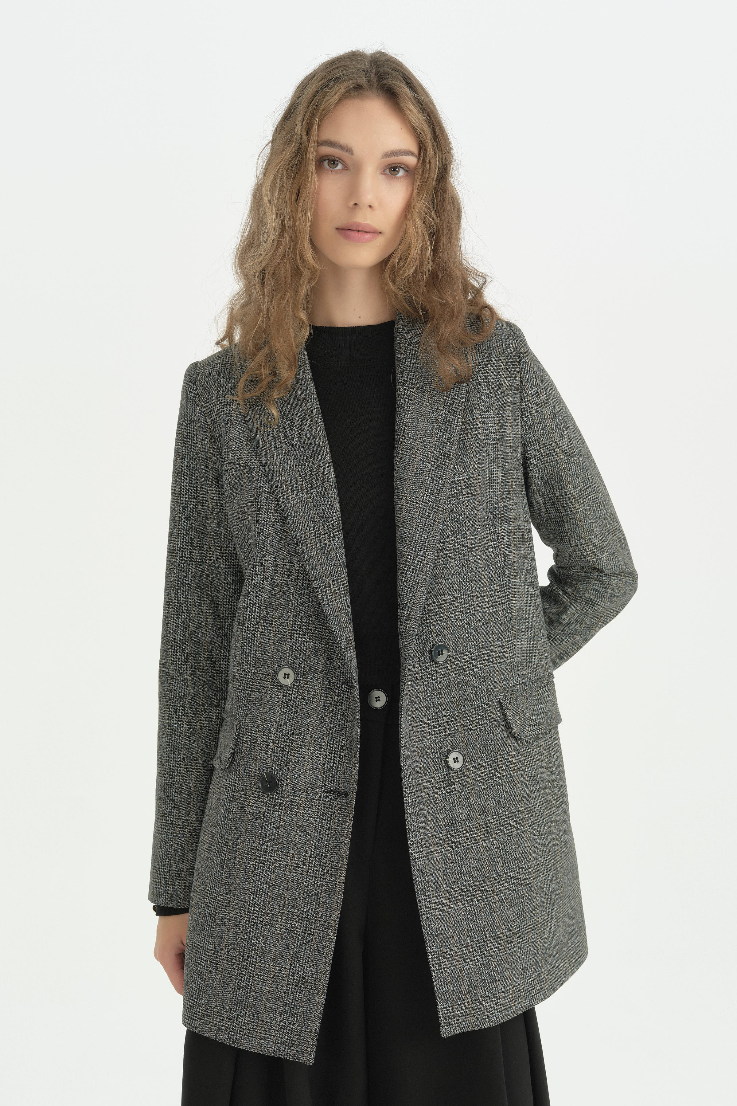 Kruvaze Blazer Ceket - Antrasit