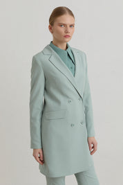 Kruvaze Blazer Basic Ceket - Aqua