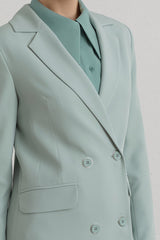 Double-Breasted Blazer Jacket - Aqua