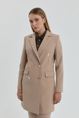 Kruvaze Blazer Ceket - Bej