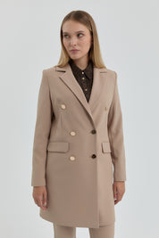 Kruvaze Blazer Ceket - Bej
