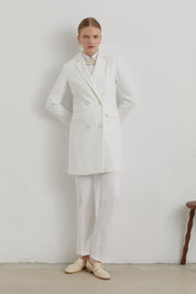 Kruvaze Blazer Basic Ceket - Ekru