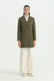 Kruvaze Blazer Ceket - Haki