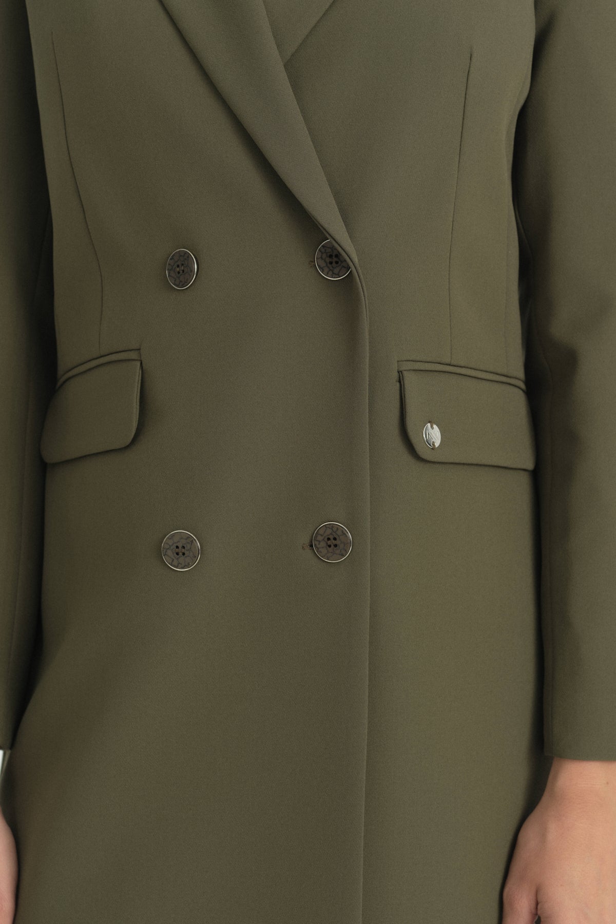 Kruvaze Blazer Ceket - Haki