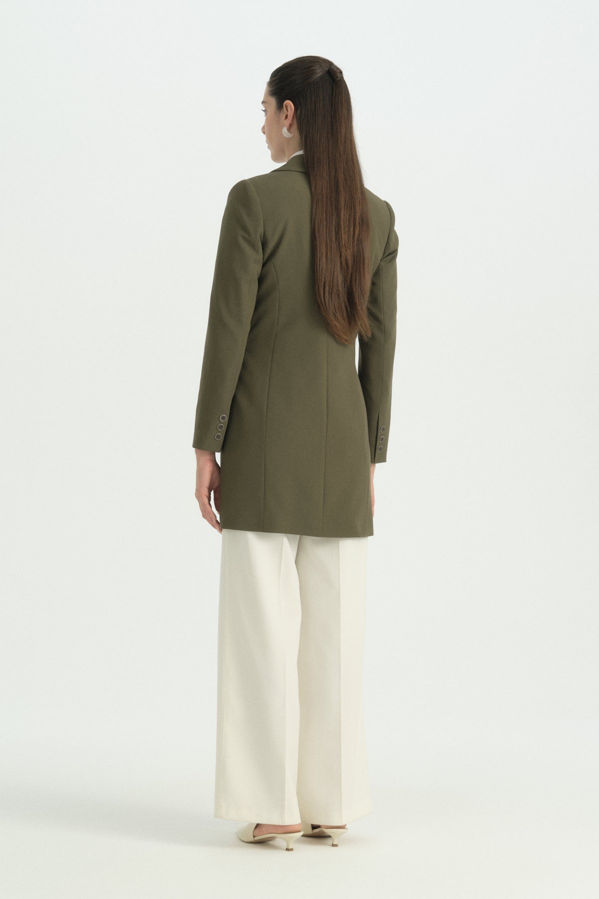 Kruvaze Blazer Ceket - Haki