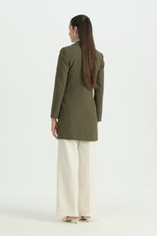 Kruvaze Blazer Ceket - Haki
