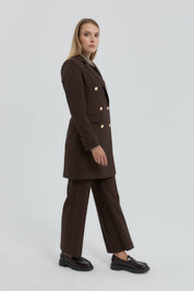 Kruvaze Blazer Ceket - Kahve