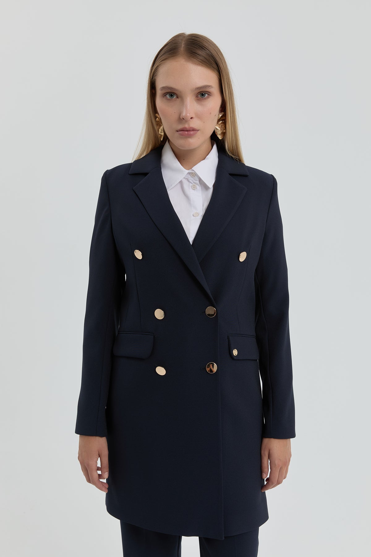 Kruvaze Blazer Ceket - Lacivert