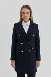 Kruvaze Blazer Ceket - Lacivert