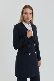 Kruvaze Blazer Ceket - Lacivert