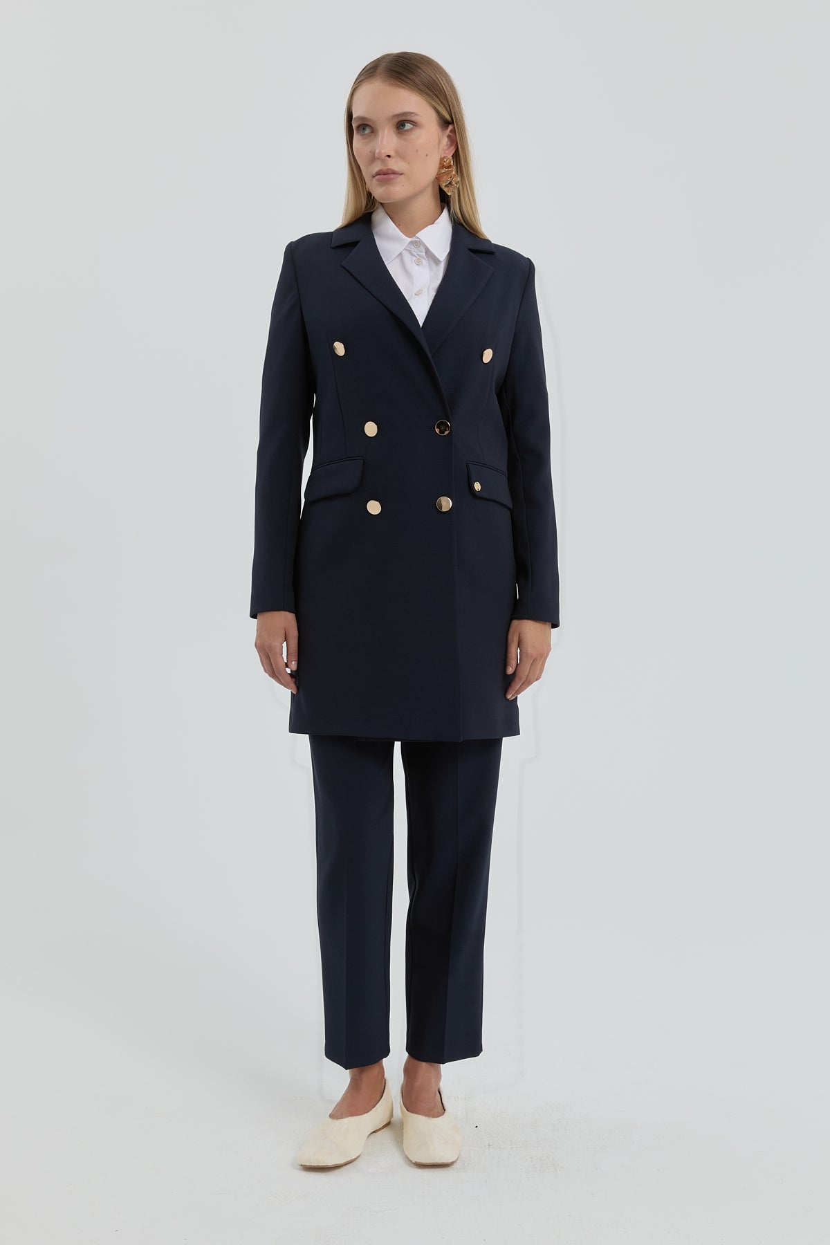 Kruvaze Blazer Ceket - Lacivert