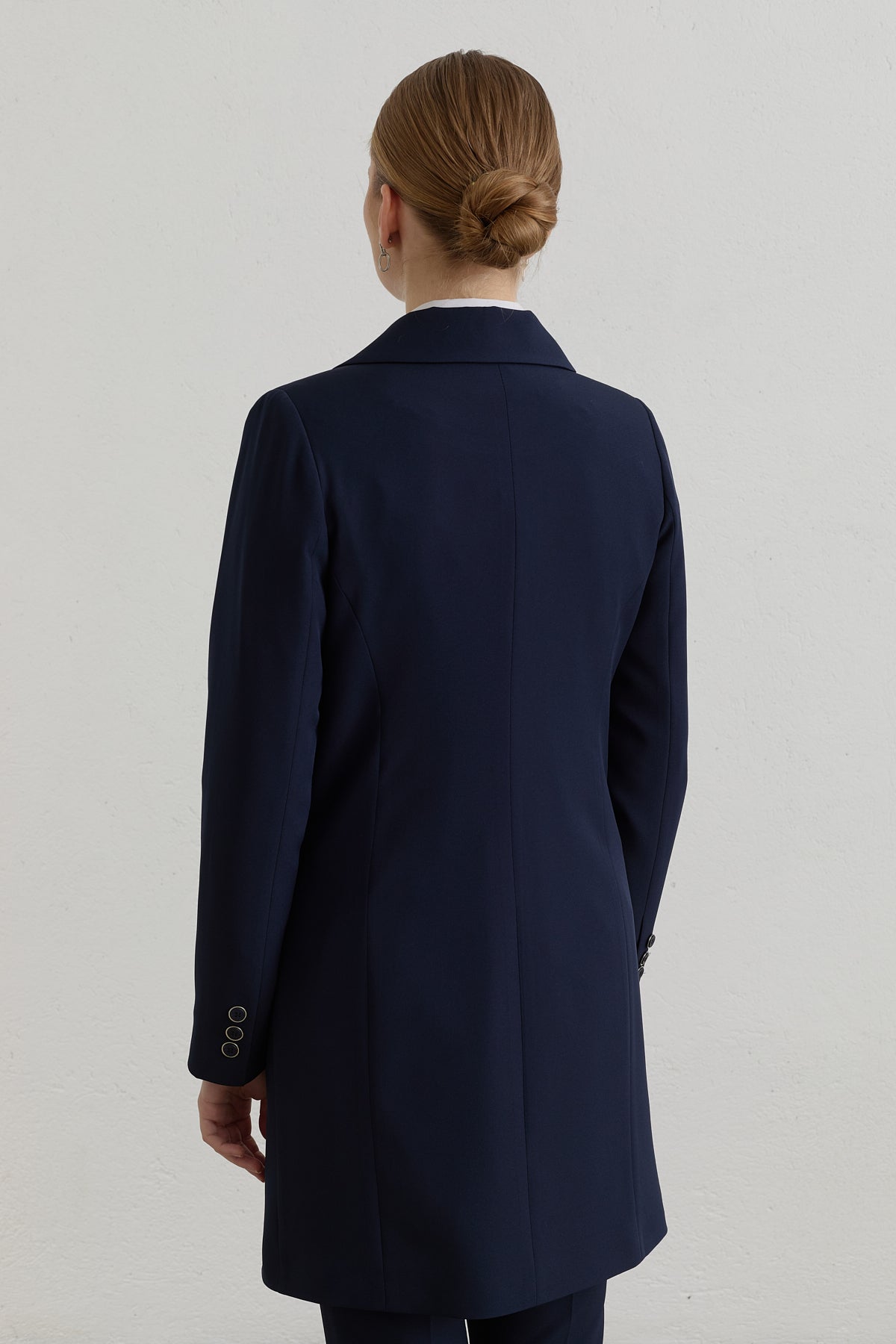 Kruvaze Blazer Basic Ceket - Lacivert
