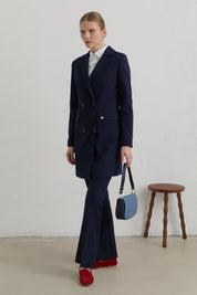 Kruvaze Blazer Basic Ceket - Lacivert