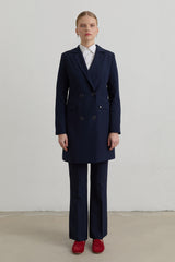 Kruvaze Blazer Basic Ceket - Lacivert