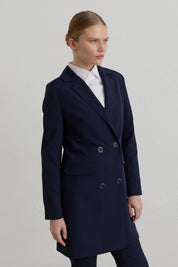 Kruvaze Blazer Basic Ceket - Lacivert