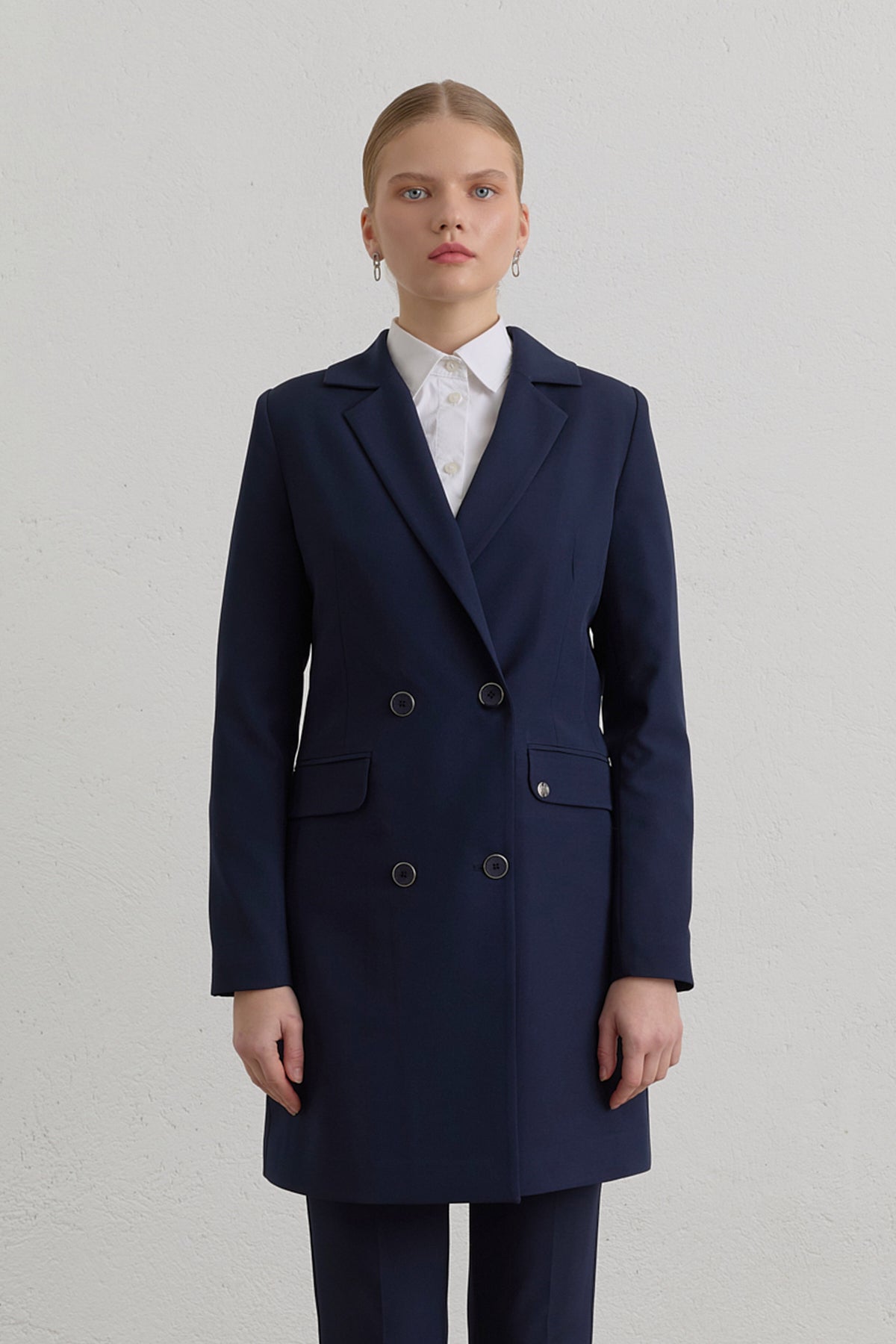 Kruvaze Blazer Ceket - Lacivert