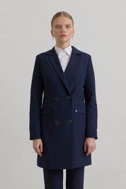 Kruvaze Blazer Ceket - Lacivert