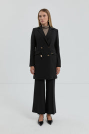 Kruvaze Blazer Ceket - Siyah