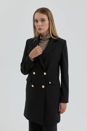 Kruvaze Blazer Ceket - Siyah