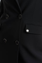 Double-Breasted Basic Blazer Jacket - Black